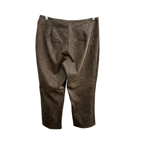 Vintage 90s Brown Crocodile Print Faux Leather Pants By View Moda Italiana Sz 8 - Picture 2 of 9